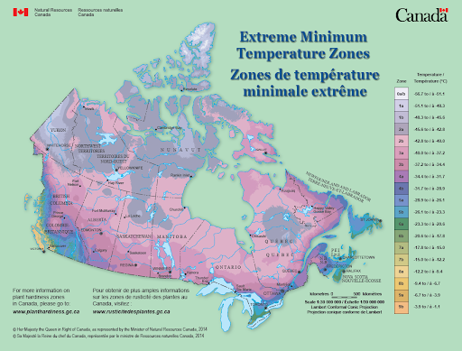 Canada Plant Hardiness Map with American Zones